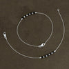 Black & Silver Beads Silver Anklet