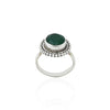 Silver Classy Green Round Gemstone Ring