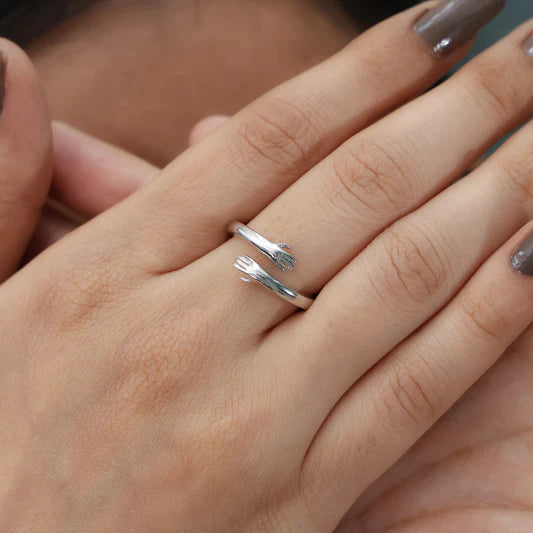 Open Arms Silver Hug Ring