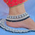 Silver-Toned Wide Band Flower Anklet with Fringe